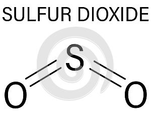 Sulfur dioxide molecule. Skeletal formula.