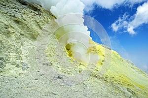 Sulfur dioxide volcanic gas eruption on top of Damavand volcano  , Iran