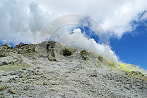 Sulfur dioxide volcanic gas eruption on top of Damavand volcano  , Iran