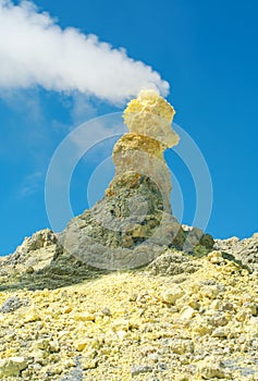 Sulfur of Ebeko Volcano, Paramushir Island, Kuril Islands