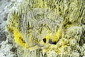 Sulfur evaporation background near volcano