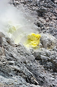 Sulfur fumarole at Mt. Sibayak