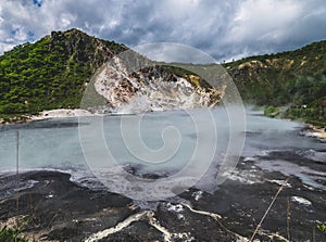 Sulfur Hot spring at Oyunuma Lake, Noboribetsu Onsen, Hokkaido,