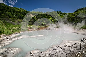 Sulfur Hot spring at Oyunuma Lake, Noboribetsu Onsen, Hokkaido,