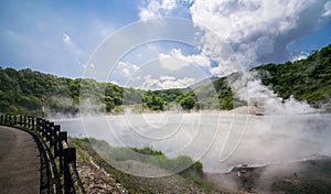 Sulfur Hot spring at Oyunuma Lake, Noboribetsu Onsen, Hokkaido,