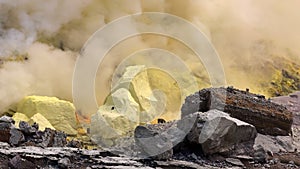 Sulfur in hot volcano