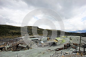 Sulfur mine and mining industry, vulcano Purace, near Popayan, Colombia photo