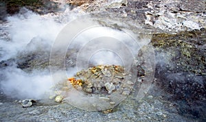 Sulfur at the Solfatara crater, Pozzuoli, Naples, Italy