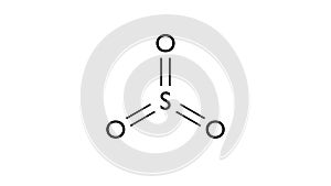sulfur trioxide molecule, structural chemical formula, ball-and-stick model, isolated image sulphur trioxide