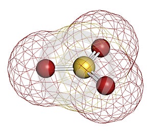 Sulfur trioxide pollutant molecule. Principal agent in acid rain