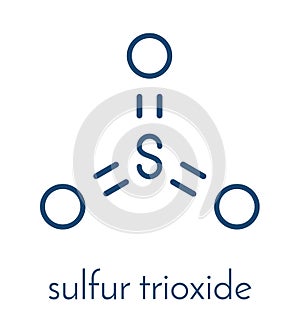 Sulfur trioxide pollutant molecule. Principal agent in acid rain. Skeletal formula.