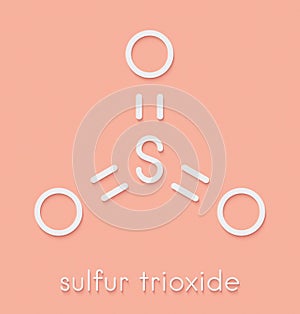 Sulfur trioxide pollutant molecule. Principal agent in acid rain. Skeletal formula.