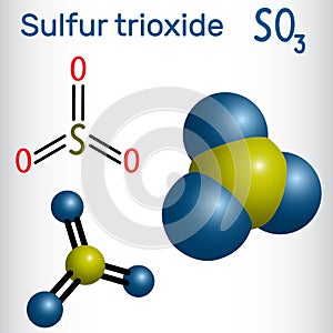 Sulfur trioxide sulfuric anhydride, SO3 molecule. Structural c
