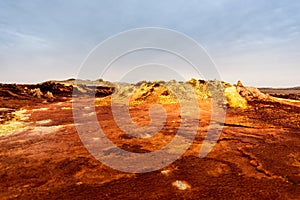 Sulfure pouring out at the surface of the Dallol