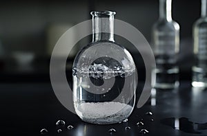 Sulfuric acid reaction in flask photo