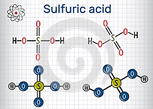 Sulfuric acid sulphuric, H2SO4 molecule . It is strong miner