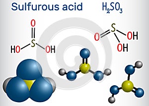 Sulfurous acid sulphurous acid, H2SO3 molecule. Structural che