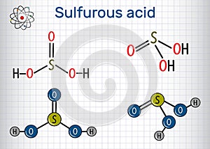 Sulfurous acid sulphurous acid, H2SO3 molecule. Structural che