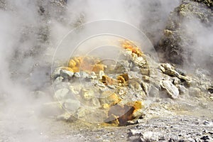 Fumarole in the Solfatara crater in the Phlegraean Fields in Italy photo