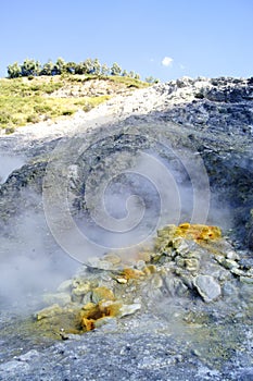 Fumarole in the Solfatara crater in the Phlegraean Fields in Italy photo