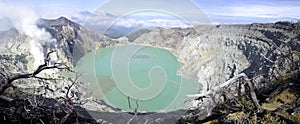 Sulphatic lake in a crater of volcano Ijen