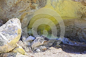 Sulphur Cave at Wai-o-Tapu Thermal Wonderland in New Zealand