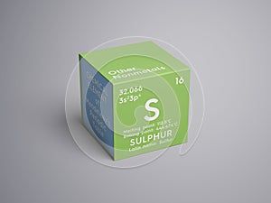 Sulphur. Sulfur. Other Nonmetals. Chemical Element of Mendeleev\'s Periodic Table 3D illustration