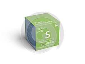 Sulphur. Sulfur. Other Nonmetals. Chemical Element of Mendeleev\'s Periodic Table 3D illustration