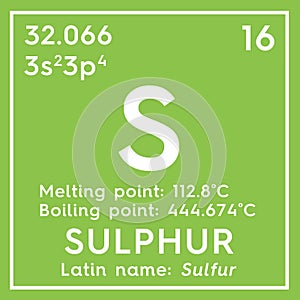 Sulphur. Sulfur. Other Nonmetals. Chemical Element of Mendeleev\'s Periodic Table 3D illustration photo