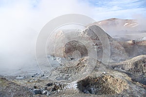 Sulphuric acid pools of geyser in Bolivia