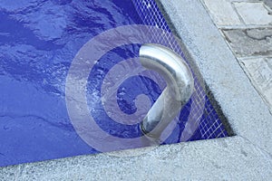 sulphurous, Swimming pool steps with clear water surface background, nobody. empty pool, underwater pattern blue background with
