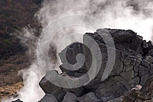 Sulphurous vapor, Owakudani, Japan