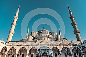 Sultan Ahmed Blue Mosque at Blue Hour in Istanbul, Turkey - Ottoman Mosque - Muslims Prayer Place