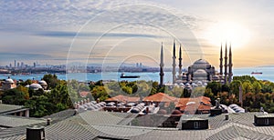 Sultan Ahmet Mosque and the roofs of Istanbul, Turkey