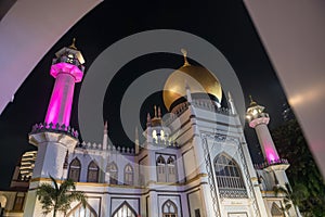 Sultan Masjid church at night in Haji Lane, Bugis, Singapore
