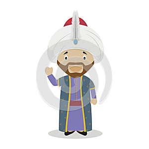 Sultan Mehmed II The Conqueror cartoon character. Vector Illustration photo