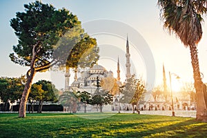 Sultanahmet blue mosque at sunset, Istanbul ,Turkey