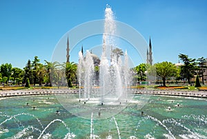 Sultanahmet Camii and fountain photo