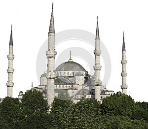 Sultanahmet camii or Sultan Ahmet camii Blue Mosque, Istanbul - Turkey isolated on white background photo