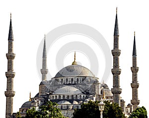 Sultanahmet camii or Sultan Ahmet camii Blue Mosque, Istanbul - Turkey isolated on white background