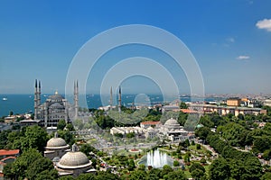 Sultanahmet mosque and minarets in Istanbul photo
