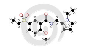 sultopride molecule, structural chemical formula, ball-and-stick model, isolated image barnetil photo