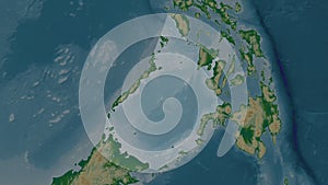 Sulu Sea highlighted. Physical map