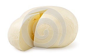 Suluguni cheese round on a white background. Isolated