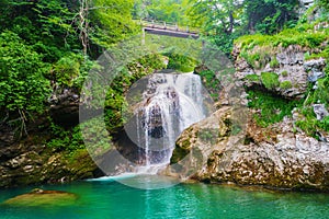Sum waterfall Radovna River Vintgar Gorge Slovenia