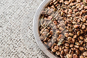 Sumac Seeds on silver plate