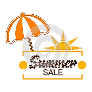 Sumaer sale label with a sun and umbrela