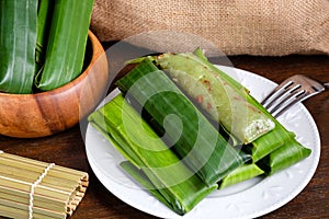 Suman pinipig with buko latik