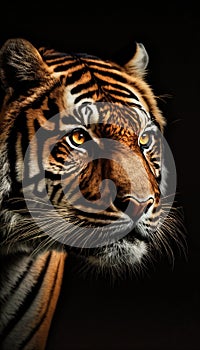 Sumatran tiger (Panthera tigris sumatrae) beautiful animal and his portrait