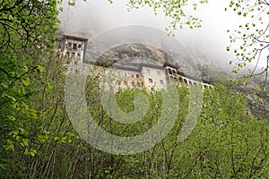 Sumela monastery clings to the mountainside near Trabzon, Turkey